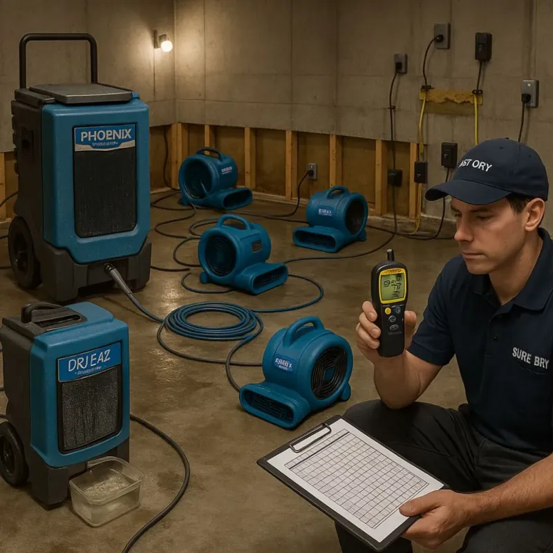 Structural Drying and Dehumidification process in West Easton, PA